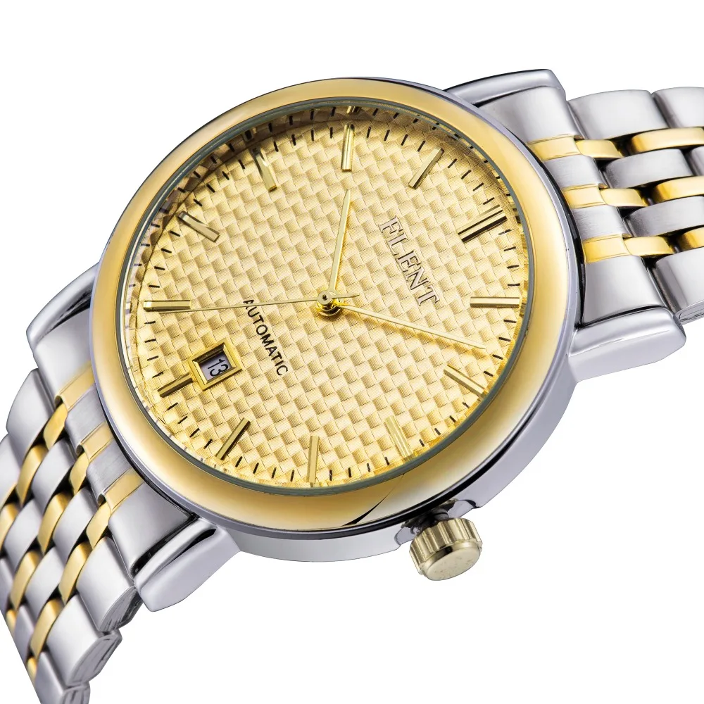 Men Elegant Strap Dial Automatic Self Winding Watches Full Steel Auto