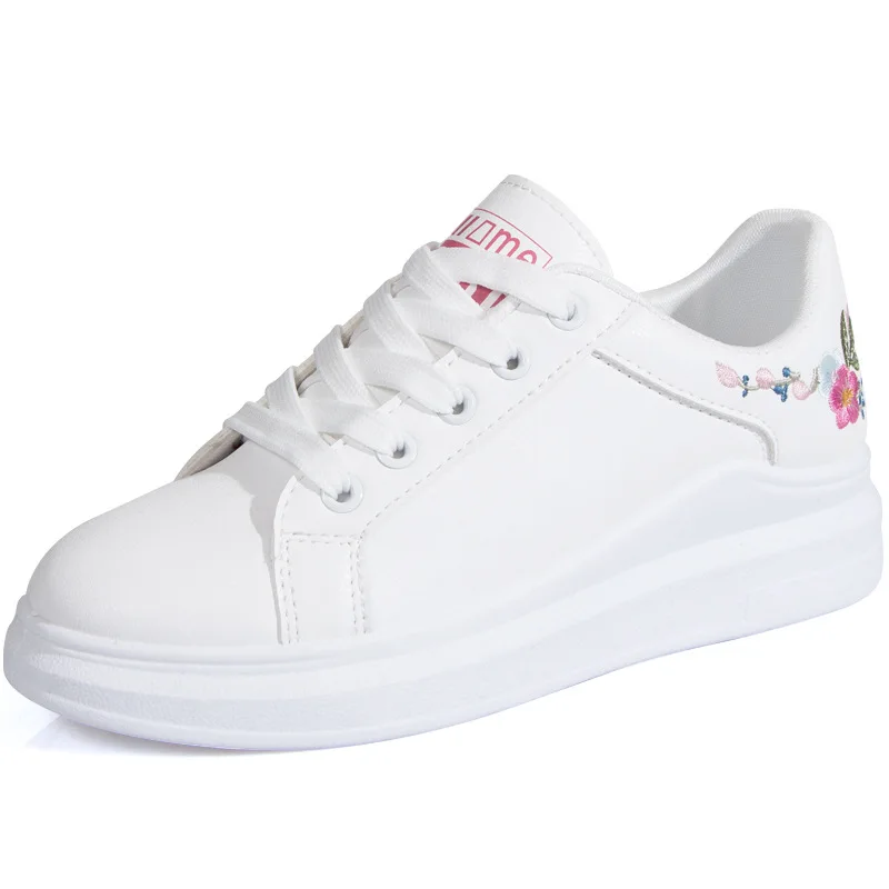 Женская обувь лето 2019 Весна Женская белая прогулочная обувь дышащая вышивка белые модные дышащие женские кроссовки PX-28