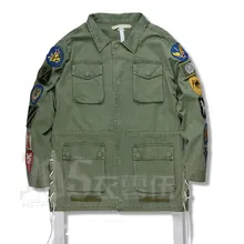 2016 Autumn New Fashion Off White Embroidery Badge Bandeaus Arrow Thick Jacket outwear Men Clothing Outwear Jacket