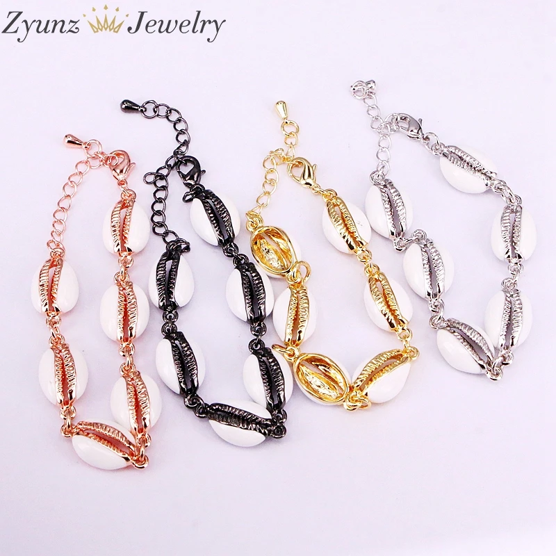 5 шт., разноцветный металлический раковина Каури браслет с подвесками ручная работа богемные праздничные ювелирные изделия в виде морской улитки браслет для женщин девушек