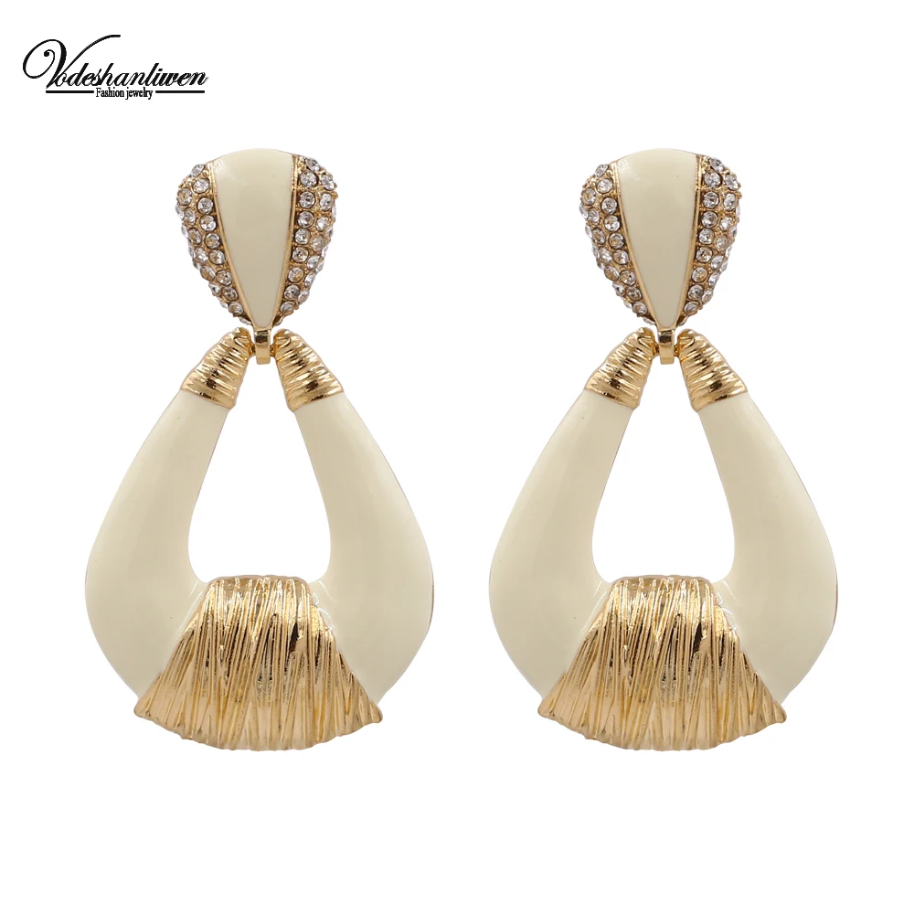 Vodeshanliwen ZA New Design Enamel Water Drop Earrings For Women 2018 Hot Sale Bohemia Statement Big Dangle Accessories | Украшения и