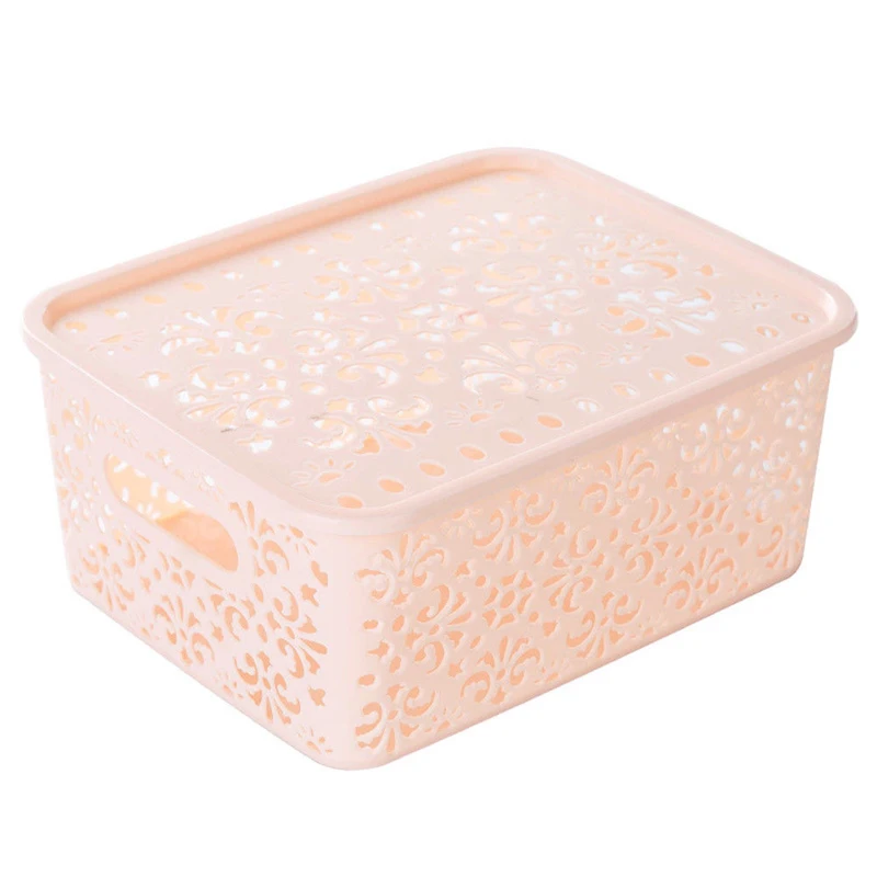 Plastic Storage Basket Box Bin Container Organizer Clothes Laundry Kitchen Tool Blue Green pink Light Pink