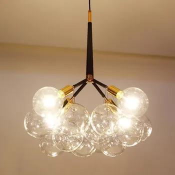 

Nordic Postmodern Glass Bubble Ball LED Chandelier Lighting Simple Round Shape Bedroom Living Room Restaurant Art Light Fixtures