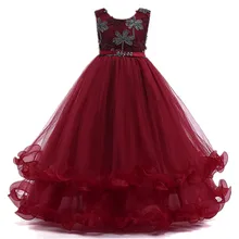 Летнее высококачественное платье принцессы без рукавов с вышивкой для маленьких девочек нарядные платья для девочек детское платье на свадьбу и день рождения