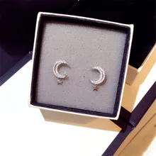 CX-Shirling модные гипоаллергенные серьги женские элегантные циркониевые Блестящие кристаллы Луна и звезда Stup серьги новые серебряные иглы серьги