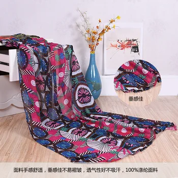 

5Meters Spring And Summer New Chiffon Textile Apparel Fabrics Printed Bohemian Gown Scarf Beach Towel Chiffon Cloth Tecido