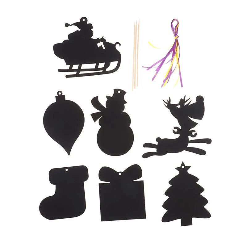 

24pcs Art Paper Coloring Cards Scraping Drawing Toy for Children Magic Color Scratch Card Christmas Tree Ornaments Scratch