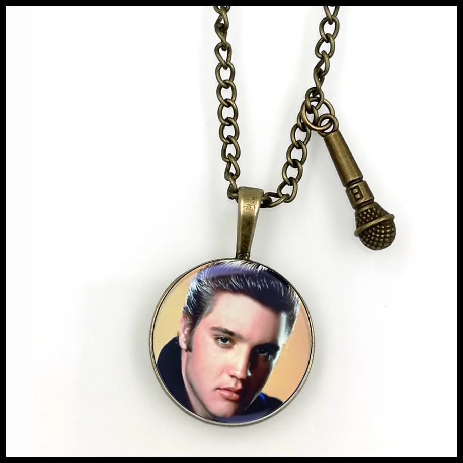 ELVIS PRESLEY singer inspirational necklace MUSIC fandom dome microphone jewelry NW2055in