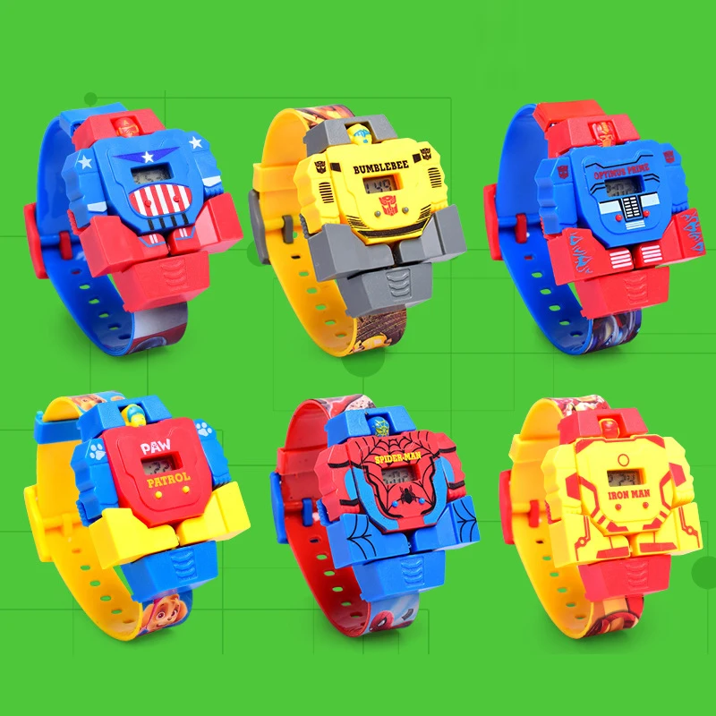 

Deformed robot Spiderman Children's Watch Baby Toys Waterproof Digital electronic Kids Watches For Kid boys girls Students Clock
