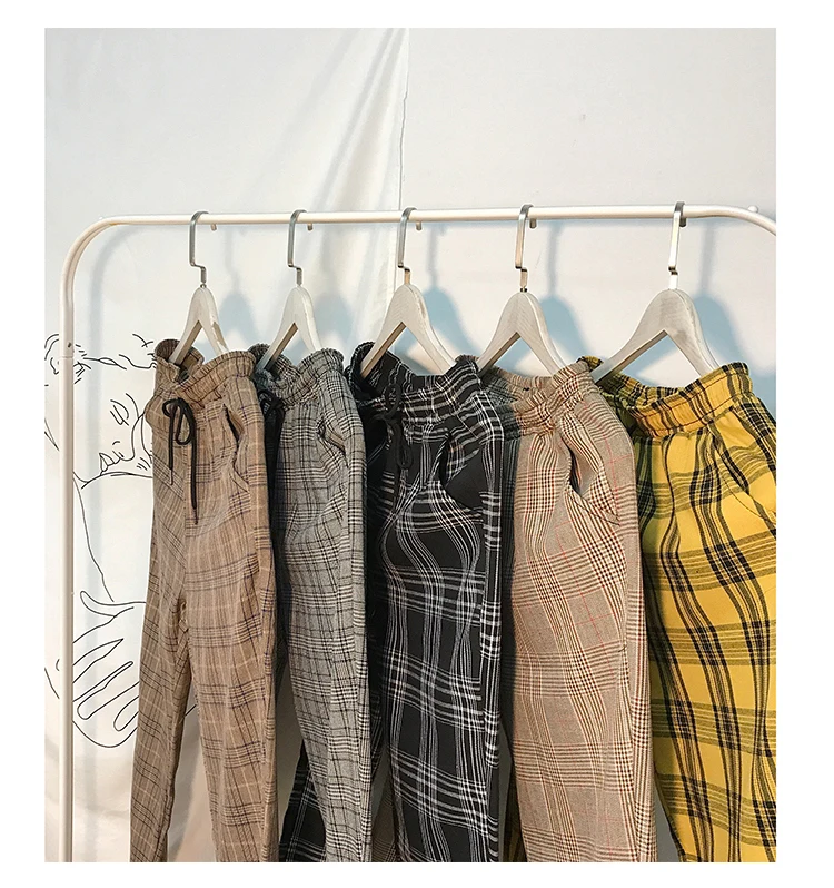 Lappster mulheres streetwear calças xadrez 2020 harajuku