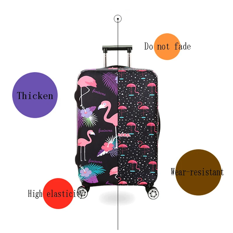 Аксессуары для путешествий, чехол для чемодана, набор для защиты багажа, пылезащитный чехол, набор для багажника, чехол на колесиках, эластичный рисунок фламинго