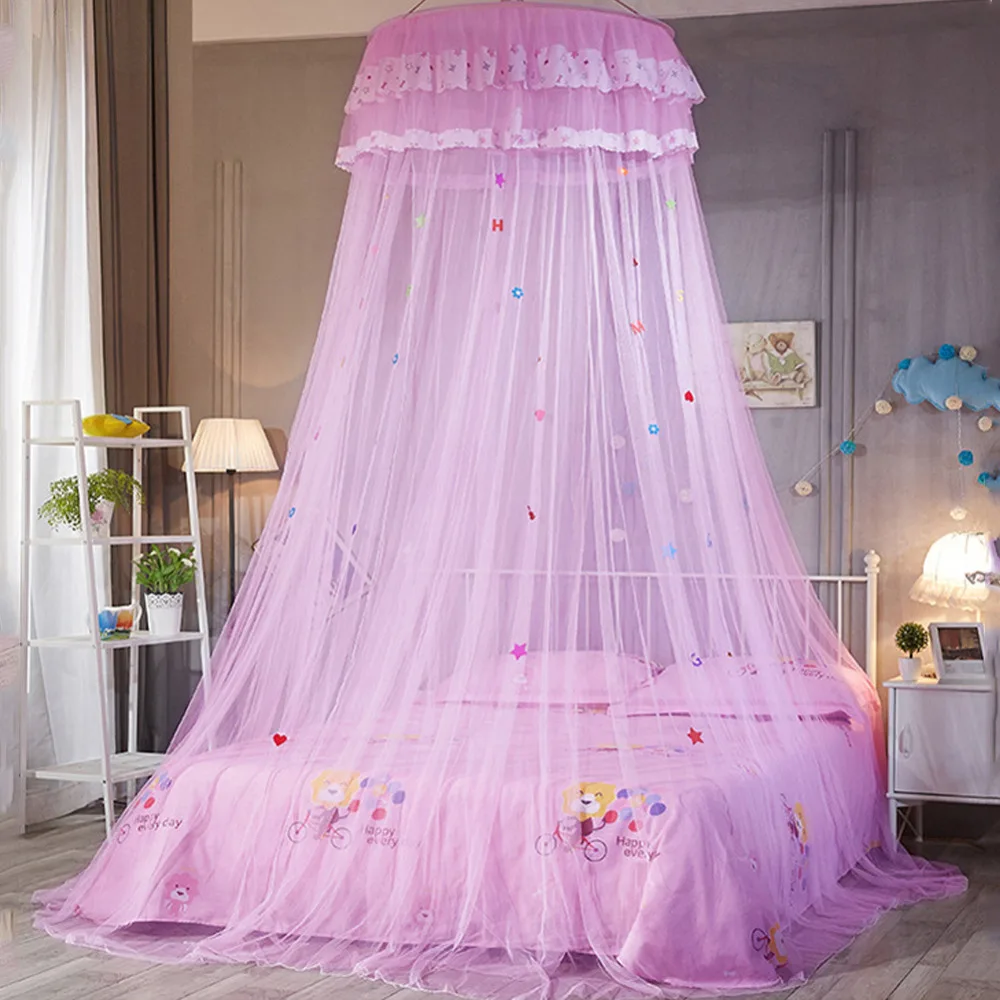 

Children Elegant Tulle Bed Dome Bed Netting Canopy Circular Pink Round Dome Bedding Mosquito Net for Twin Queen King Bed