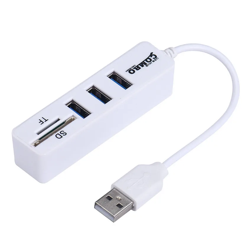 

Best Price 2 in1 Combo Super Speed USB 2.0 3 Port Splitter HUB+USB Card Reader