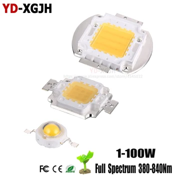 

10P1 3 5 10 20 30 50 100W High Power LED Chip Full Spectrum White 380-840nm Grow Light COB Beads for Greenhouses plant factories