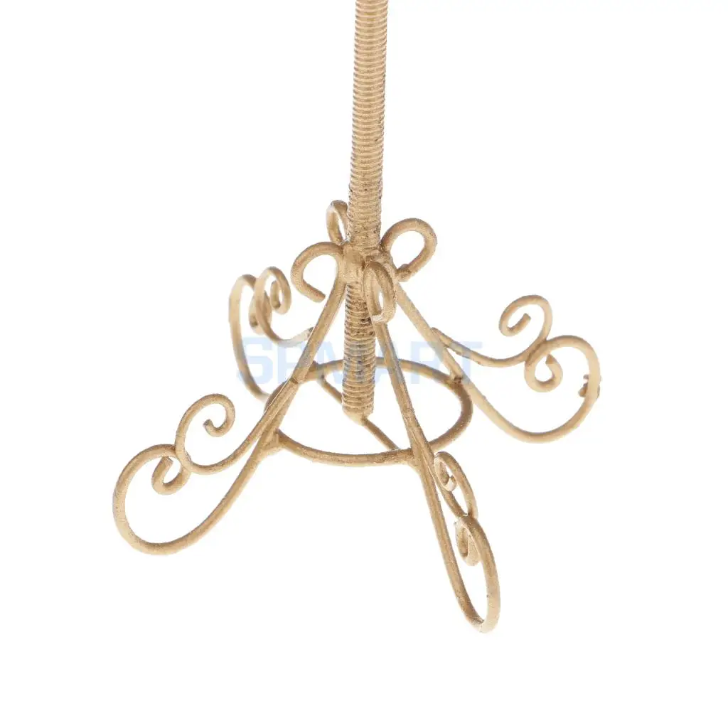 1:12 Scale Vintage Metal Bird Cage with Holder Stand Dollhouse Miniature for 12th Dolls House Decoration Accessories