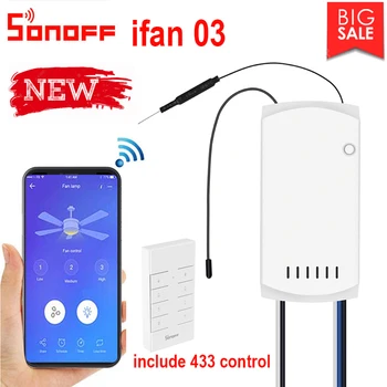 

Sonoff IFan03 Fan Smart Switch Convert Fan To Wifi Smart Control Adjust Speed Dimmer 433mhz RF Control Work with Alexa eWelink