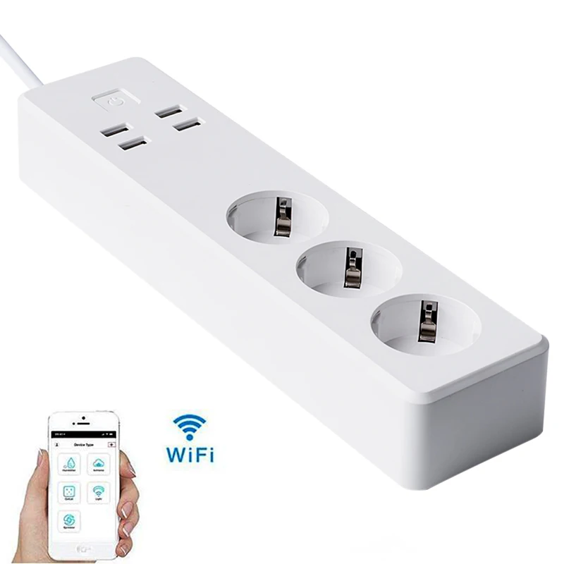 

Wifi Smart Plug 3 Outlet 4 USB Wifi Smart Socket Home Automation Wireless Remote Switch Control Via Tablet Smartphones APP