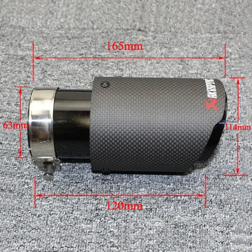 1 шт. автомобильные аксессуары AKRAPOVIC выхлопная труба Декоративная нержавеющая сталь углеродное волокно глушитель Матовый Черный выхлопная труба хвост горло - Цвет: 63-114