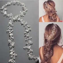 Metting Joura De Noce Argent Cristal Perles Perle Bandeau Tressé Tricoté À La Main Hairband Mariée Accessoires De Cheveux De Mariée