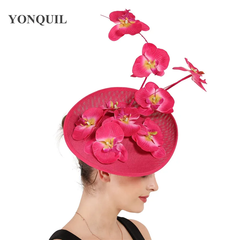 Имитация Sinamay Большие Великолепные очаровательные женские шапки Свадебная шляпка невесты элегантные цветочные аксессуары головные повязки с повязками на голову