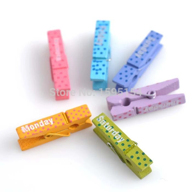 

30PCs Wooden Clothespin Craft Clips Mixed Colors 35x9mm For DIY Jewelry fingdings XD0318-27
