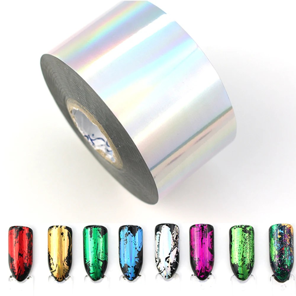 

1 Roll Holographic Rainbow Nail Foils 120m Transfer Sticker Star Colorful Laser Wrap Metallic Starry Shimmer Decals 3D Nail Art