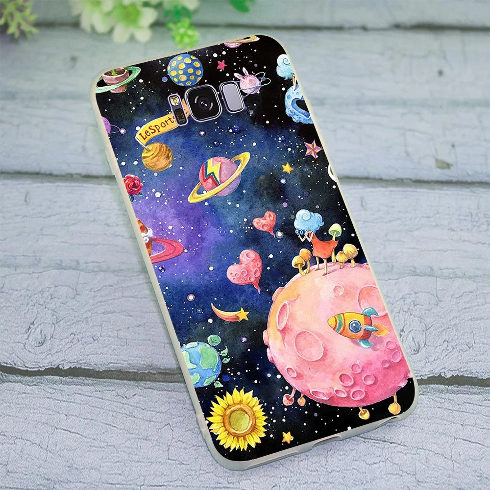 

Cover for Samsung Galaxy S7 Edge Stars Airship Astronaut Phone Case for S8 Plus S9 S10 S10E Note 8 9 M10 M20 M30 S7 Edge
