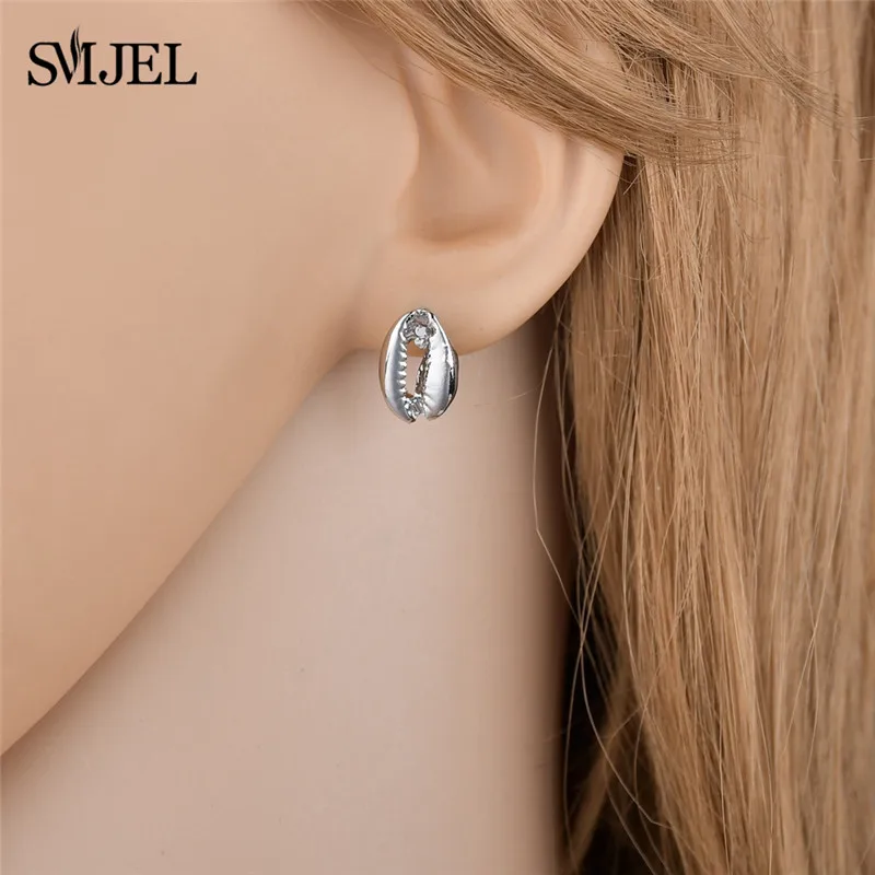 SMJEL, колье ручной работы в этническом стиле, ожерелье-чокер s для женщин, модная черная цепочка с цепочкой из натуральной раковины, ожерелье-воротник - Окраска металла: earring