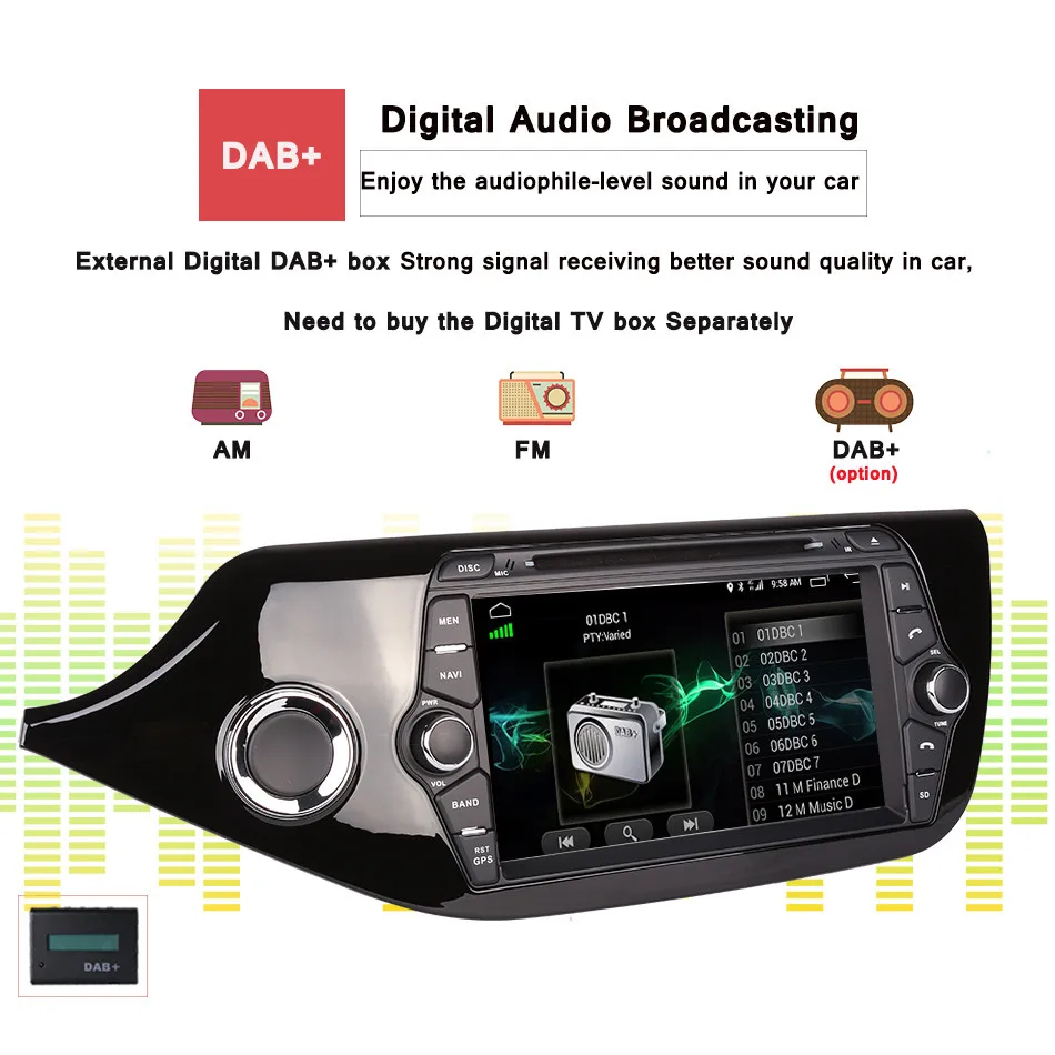 Perfect Octa Core 8" 1024*600 Android 9.0 For Kia CEED 2013 2014 2015 Car DVD Player GPS Radio Bluetooth Disc SD CD Map USB Stereo Audio 4
