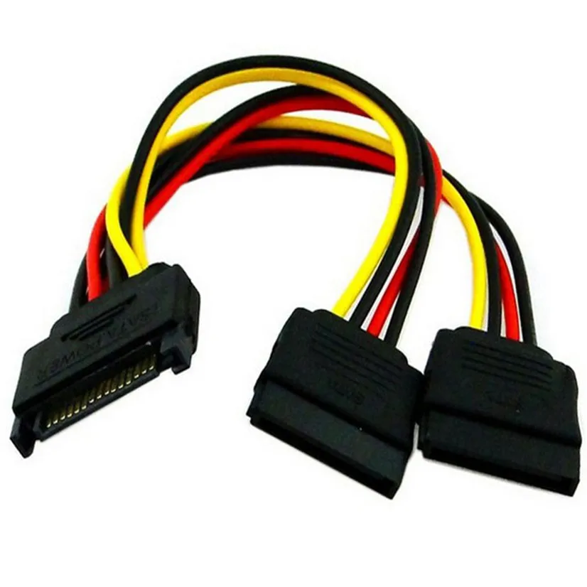 MOSUNX Futural Digital 15Pin SATA Male Plug To 2 Female Power HDD разветвитель соединительный кабель F35 |