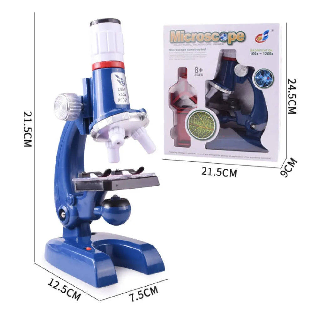 Микроскоп набор лабораторный светодиодный 100X-1200X домашний телефон кронштейн обучающая игрушка Биологический микроскоп Обучающие игрушки подарок для детей
