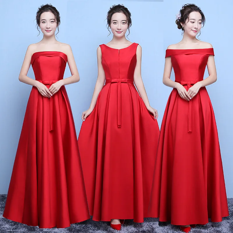 

Fashion Formal Female Dresses Ladies Long Maxi Red Elegant Bridesmaid Full Dresses Women Lace Girl Strapless Sleeveless Party