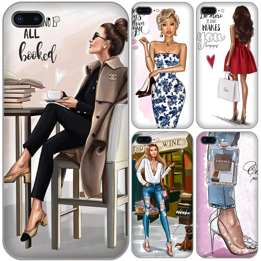 Для iPhone X XS XR MAX 10 5 8 мягкий TPU чехол для 6 S 7 Plus 5s SE Vogue girl роскошный силиконовый