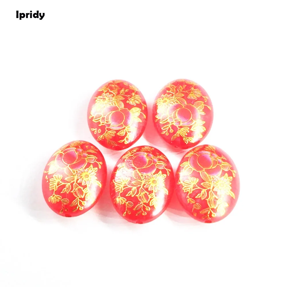 

Mixed Red color Japan Painting Vintage Japanese Drawing Beads Oval the bottom of color Flower Pattern 20X29mm 5 Pcs /lot