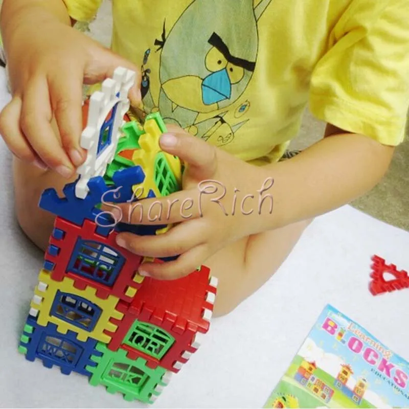 

High Quality Christmas present Kids Blocks Children Letters Learning Toy Bricks House Building Blocks 24 Pcs