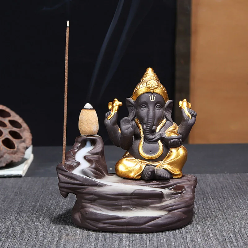 

10.5*7*5.8cm Incense Burner Elephant God Backflow Incense Yoga Ornament Home Decoration 2019 New