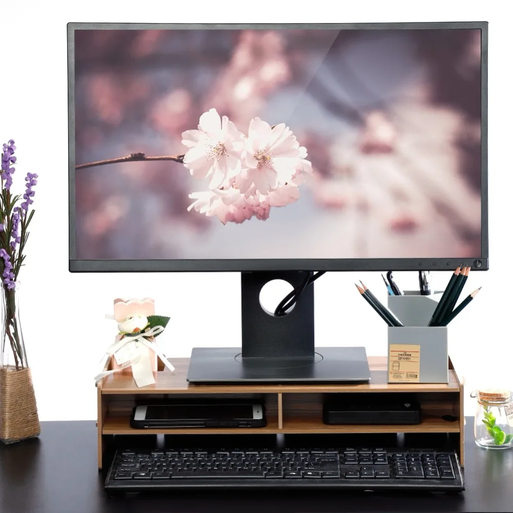 Soporte de estante de aumento para pantalla de pantalla Teclado Base soporte de escritorio de madera