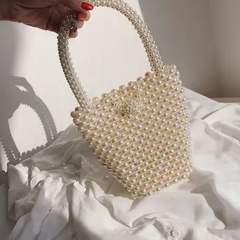 

Personality Mini Bag 2019 summer fashion new high quality Women's Designer Handbag elegant Pearl Tote Shoulder Messenger Bag