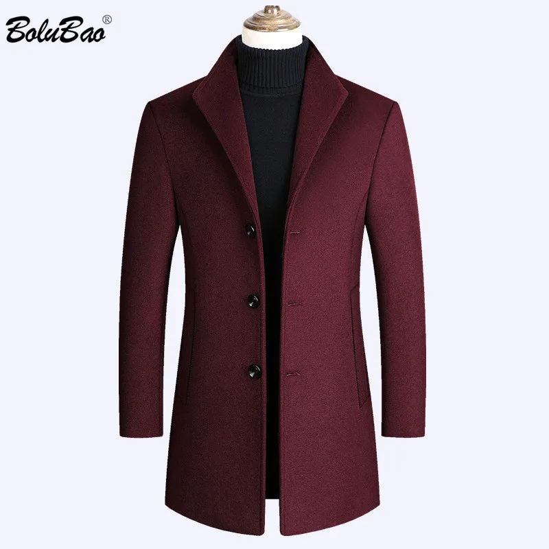 Goedkoop BOLUBAO Merk Mannen Wol Blends Jassen Herfst Winter Nieuwe Effen Kleur Hoge Kwaliteit mannen Wol Jassen Luxe Wol Blends jas Mannelijke
