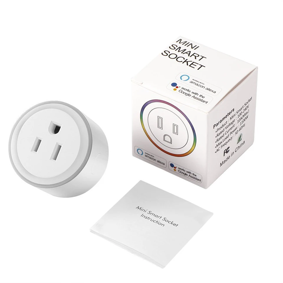 Smart Plug Wifi Smart Socket Tuya Smart Life App With RGB Nightlight mini US Plug Alexa Google Home Mini IFTTT,No Hub Required