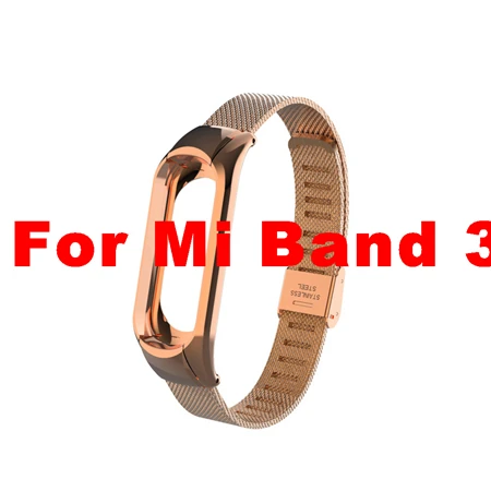 Rose Gold For Mi 3 Браслет для Xiaomi mi Band 3 ремешок mi lanese Пряжка металлический ремешок на запястье Безвинтовой ремешок для Xiaomi mi Band 4 умные аксессуары - Цвет: Rose Gold For Mi 3