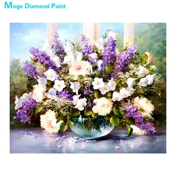 

Lavender Diamond Painting Round Full Drill Floral Vase Oil New DIY Sticking Embroidery 5D Simple Home Decoration