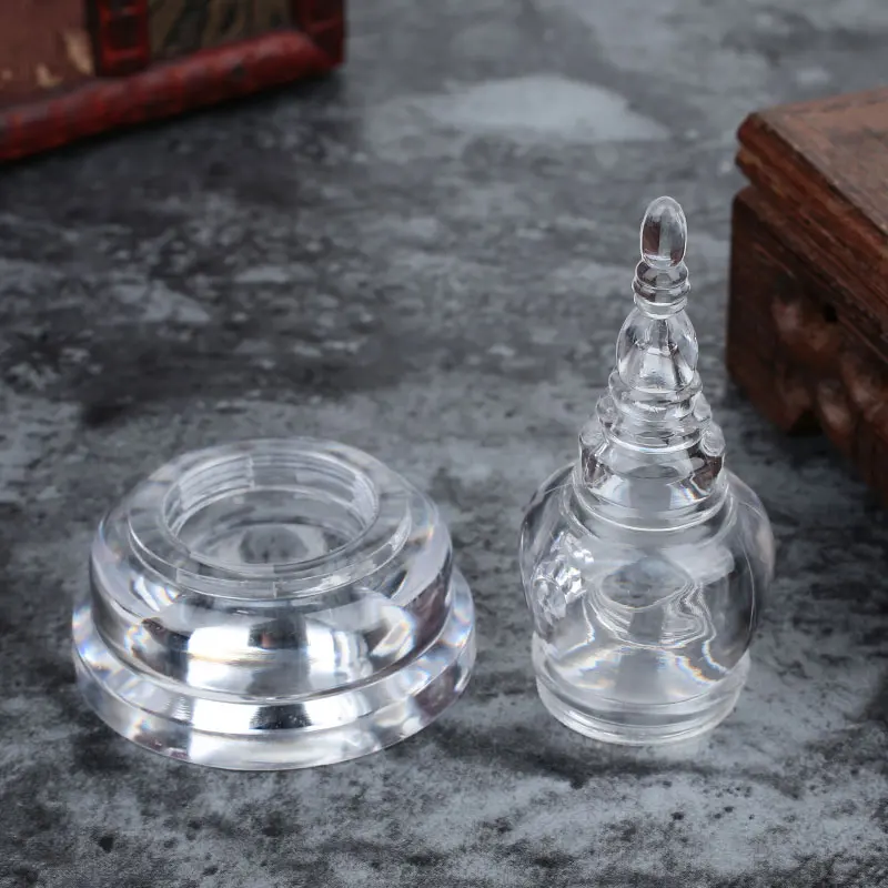 

Stupa Tibetan Tower Sarira Acrylic Transparent Pagoda Decorative Trinkets Crystal Buddhist Supplies Tower Gifts Crystal Stupa