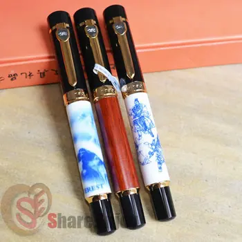 

LOTS OF 3 PCS JINHAO 650 PORCELAIN WOODEN 18 KGP BROAD NIB FOUNTAIN PENS