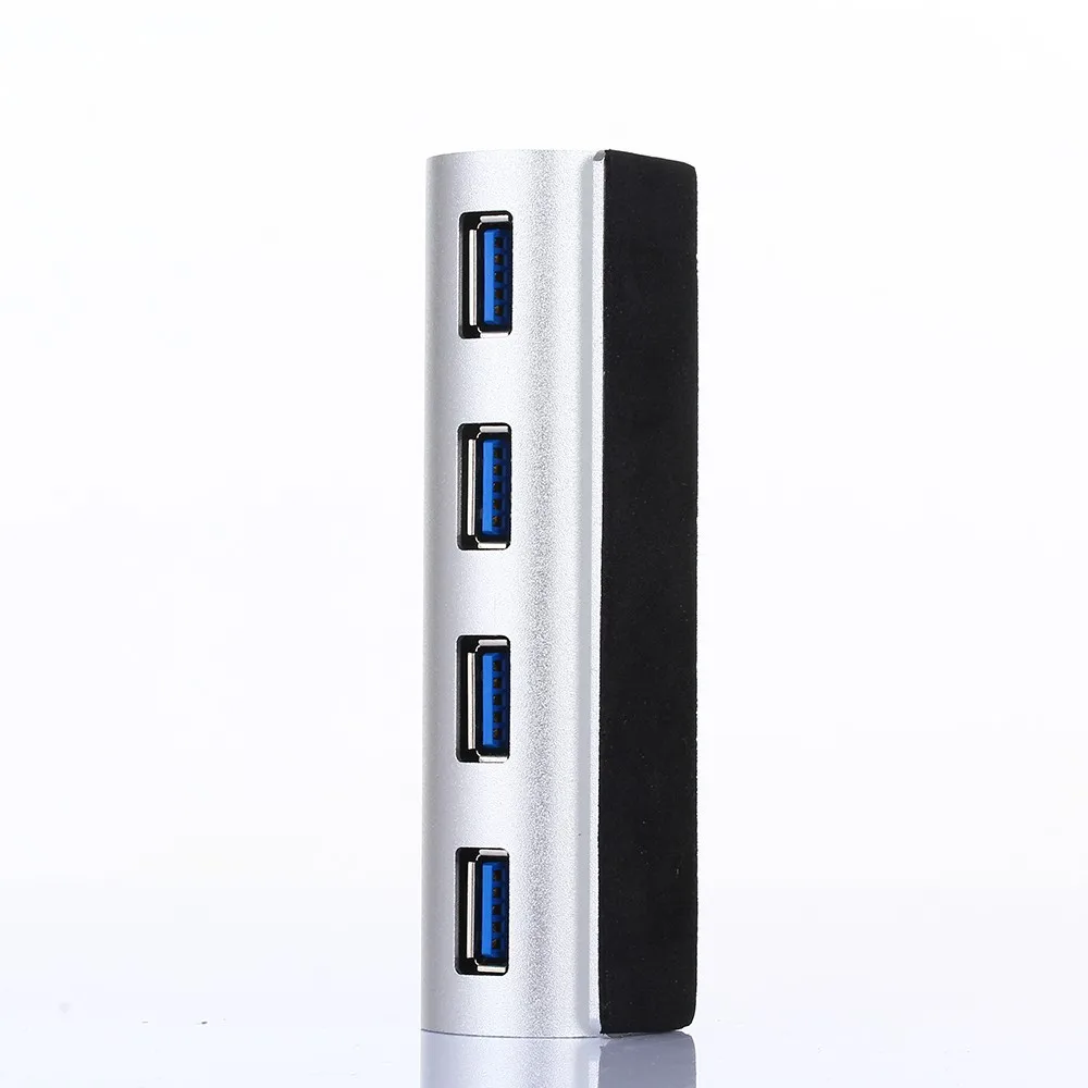 LED Aluminum 4-Ports USB 3.0 HUD Bus-power for iMac Macbook Pro Air Mini Laptop Notebook Desktop PC with DC Port for Extra Power
