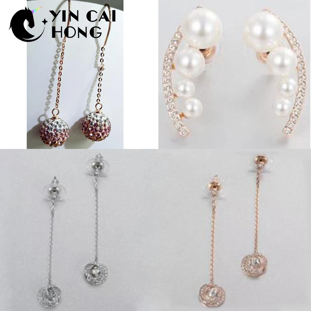 

YCH SWA Gradient Gemstone Spherical Rose Gold Pearl Fringe Perforated Hoop Long Earring Adds A Feminine Elegance To Any Outfit