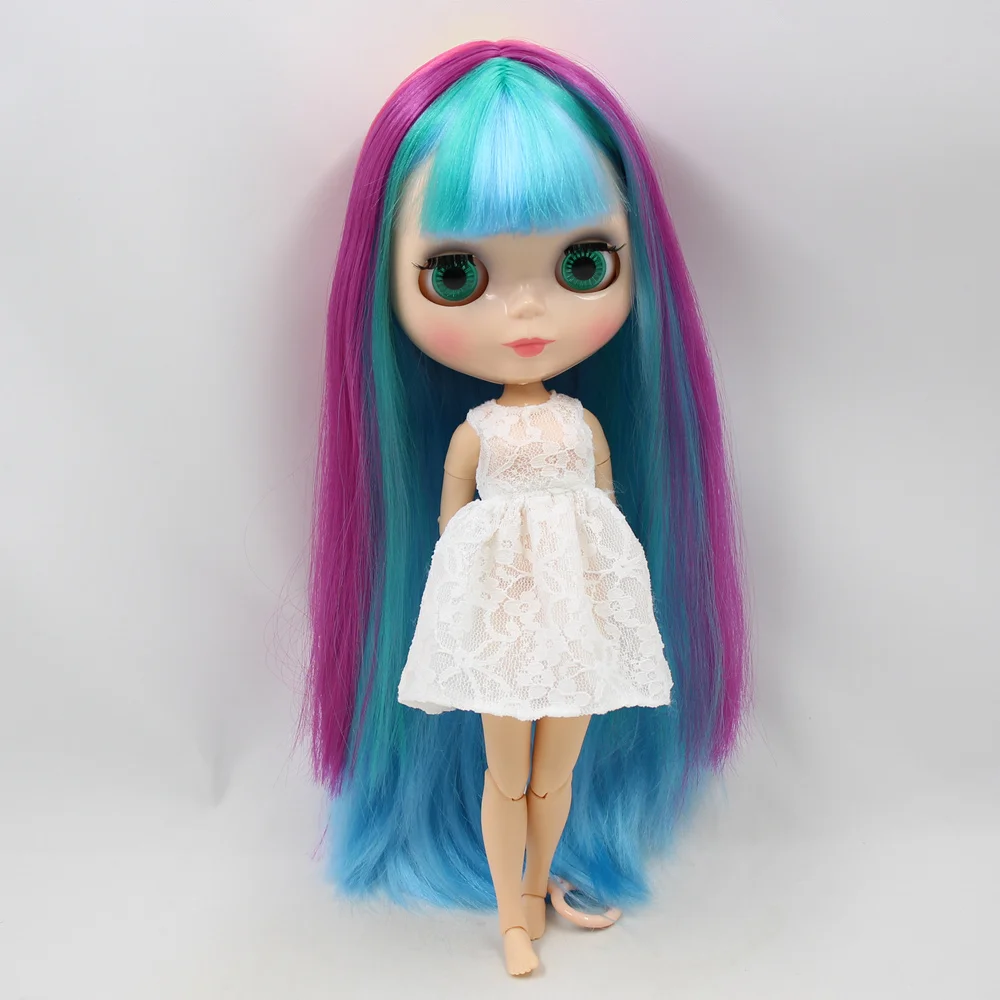 Ледяной DBS Blyth кукольные Разноцветные длинные прямые волосы с челкой натуральную