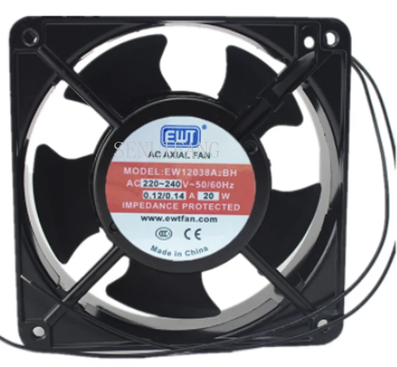 Бесплатная доставка EW12038A2BH AC 220 V-240 V 0.12A/0.14A 20 W 50/60 HZ 12038 12 см 120*120*38 мм 2 провода промышленного шкафа вентилятора для охлаждения с питанием от