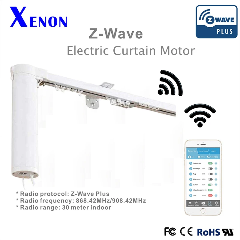 Xenon z wave Home Automation Electric Curtain Motor Electric Curtain