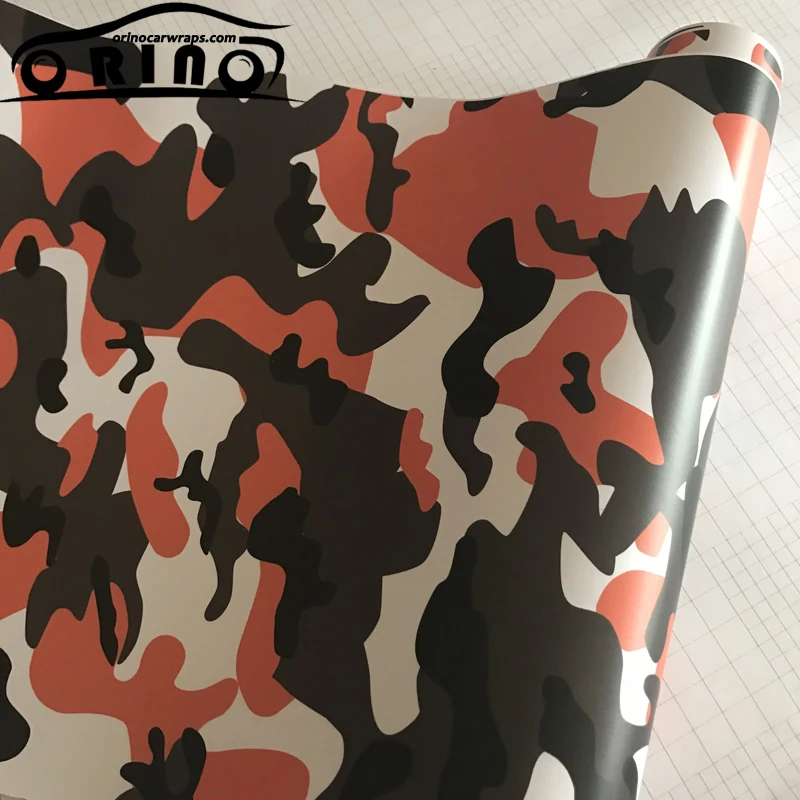 Orange Black Camouflage Vinyl Film Sticker-4
